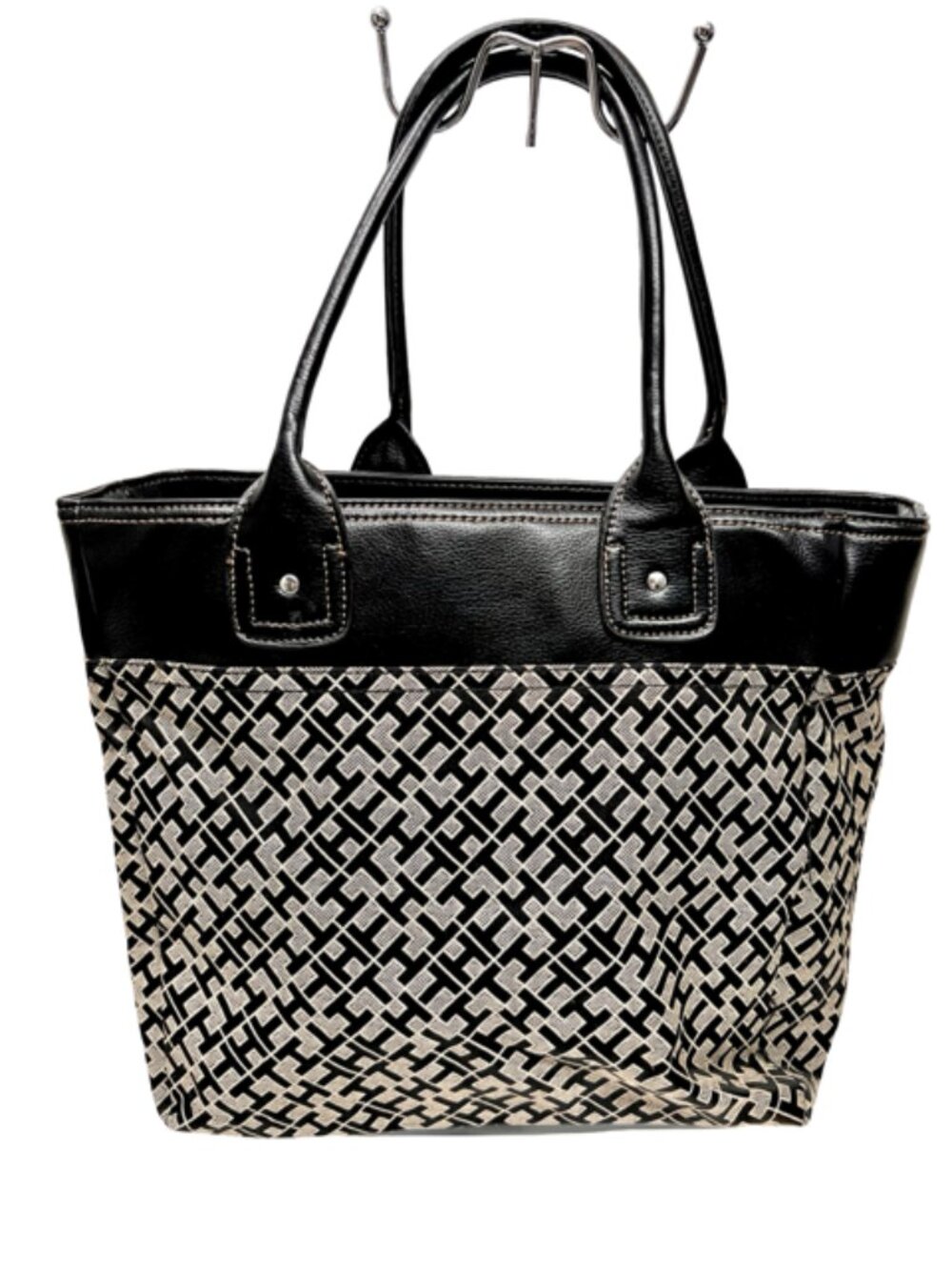 New-Everyday Tommy Hilfiger  Black/ White Logo Tote Bag +New Renoma Kerchief (10 - Picture 4 of 13